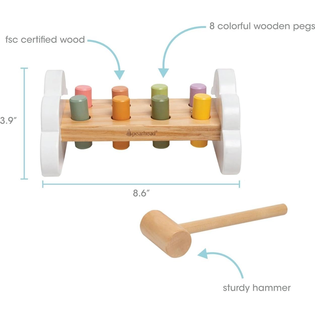 Banco de Martillo Montessori Pearhead - Juguete de Madera 12m+