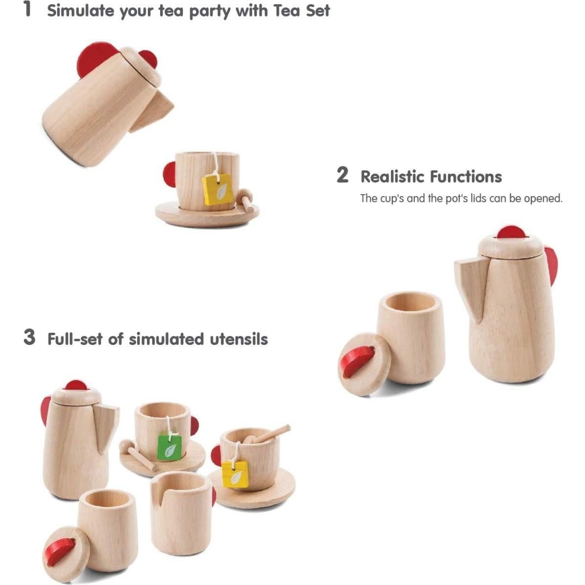 Juego de Té de Madera PlanToys Ecológico para Niños