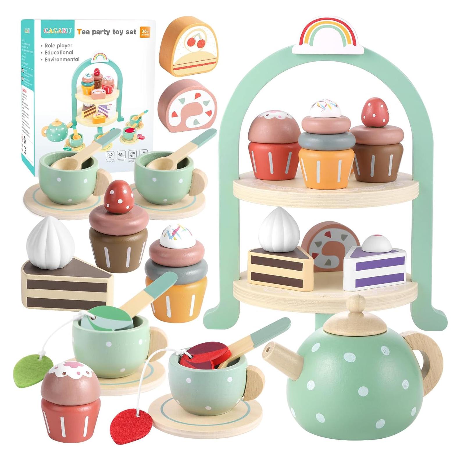 Juego de Té de Madera GAGAKU 26 Piezas para Niños