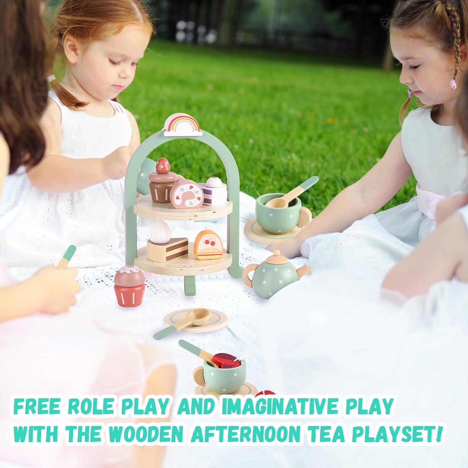 Juego de Té de Madera GAGAKU 26 Piezas para Niños