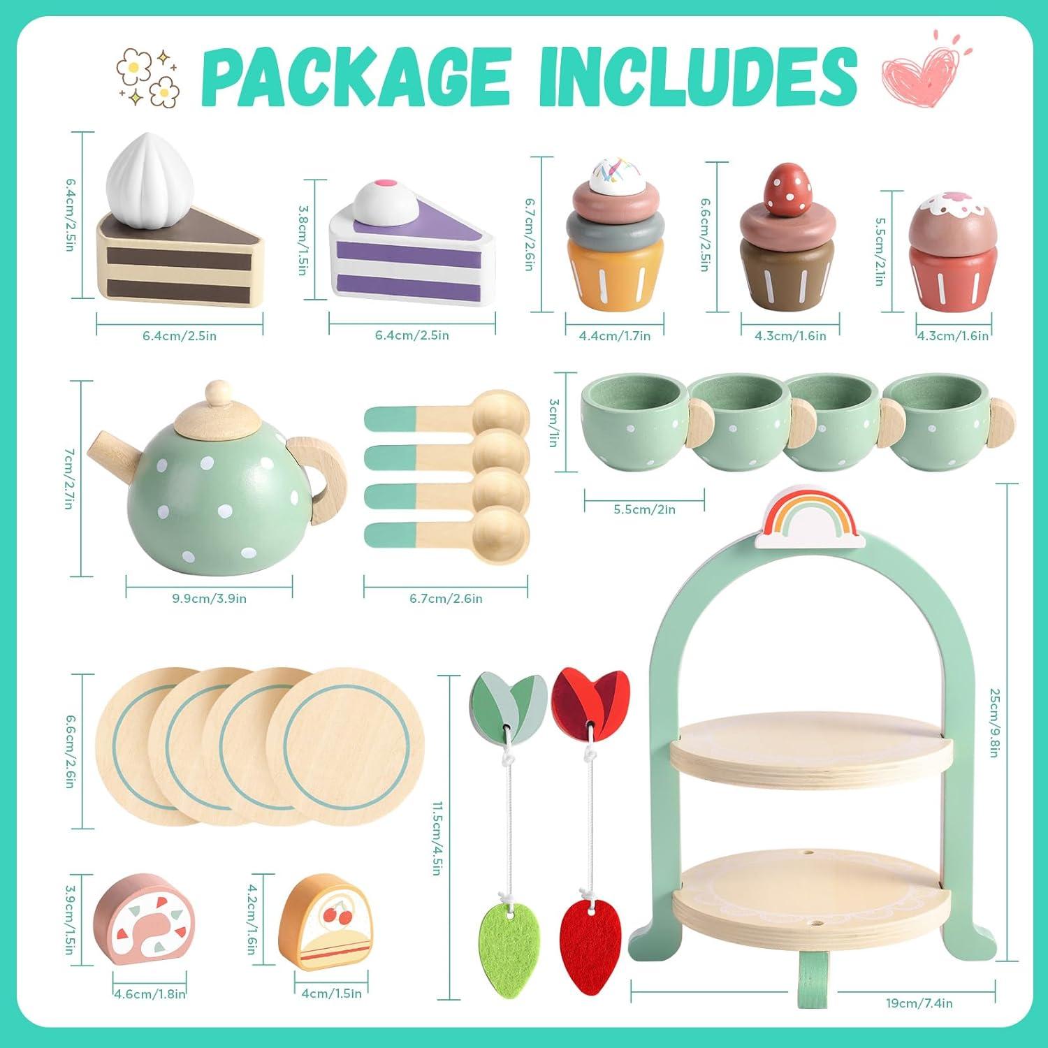 Juego de Té de Madera GAGAKU 26 Piezas para Niños