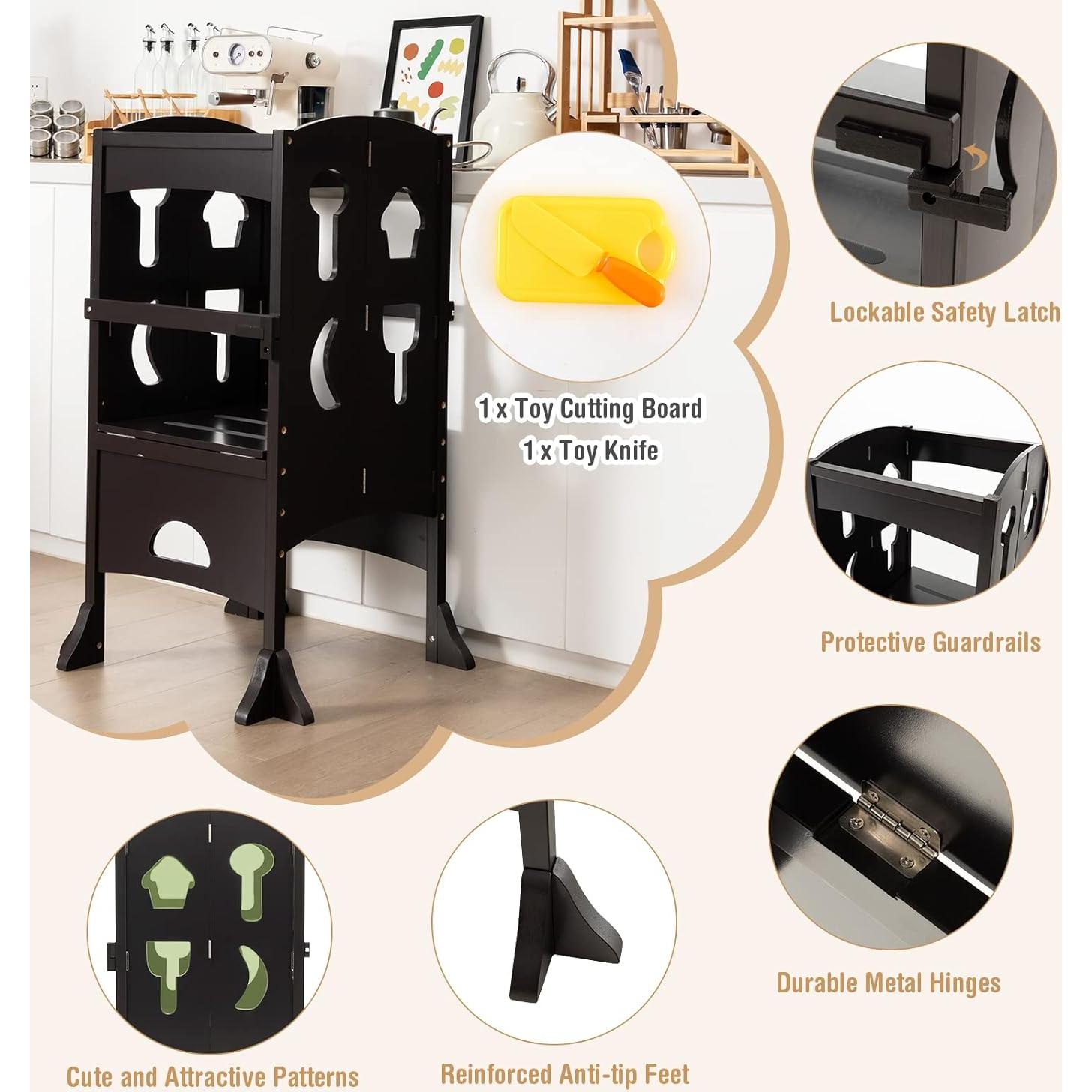 Taburete de Cocina Plegable HONEY JOY para Niños Café