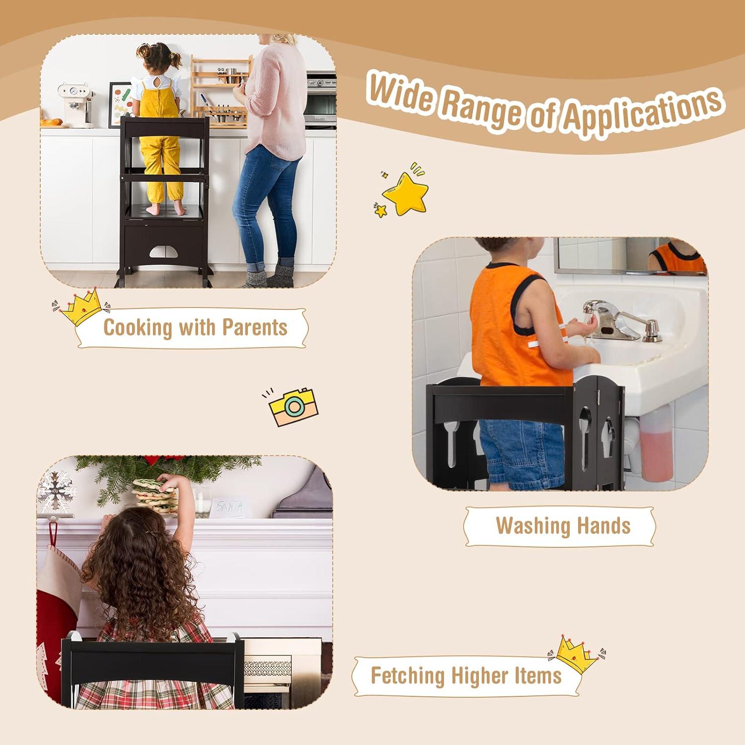 Taburete de Cocina Plegable HONEY JOY para Niños Café