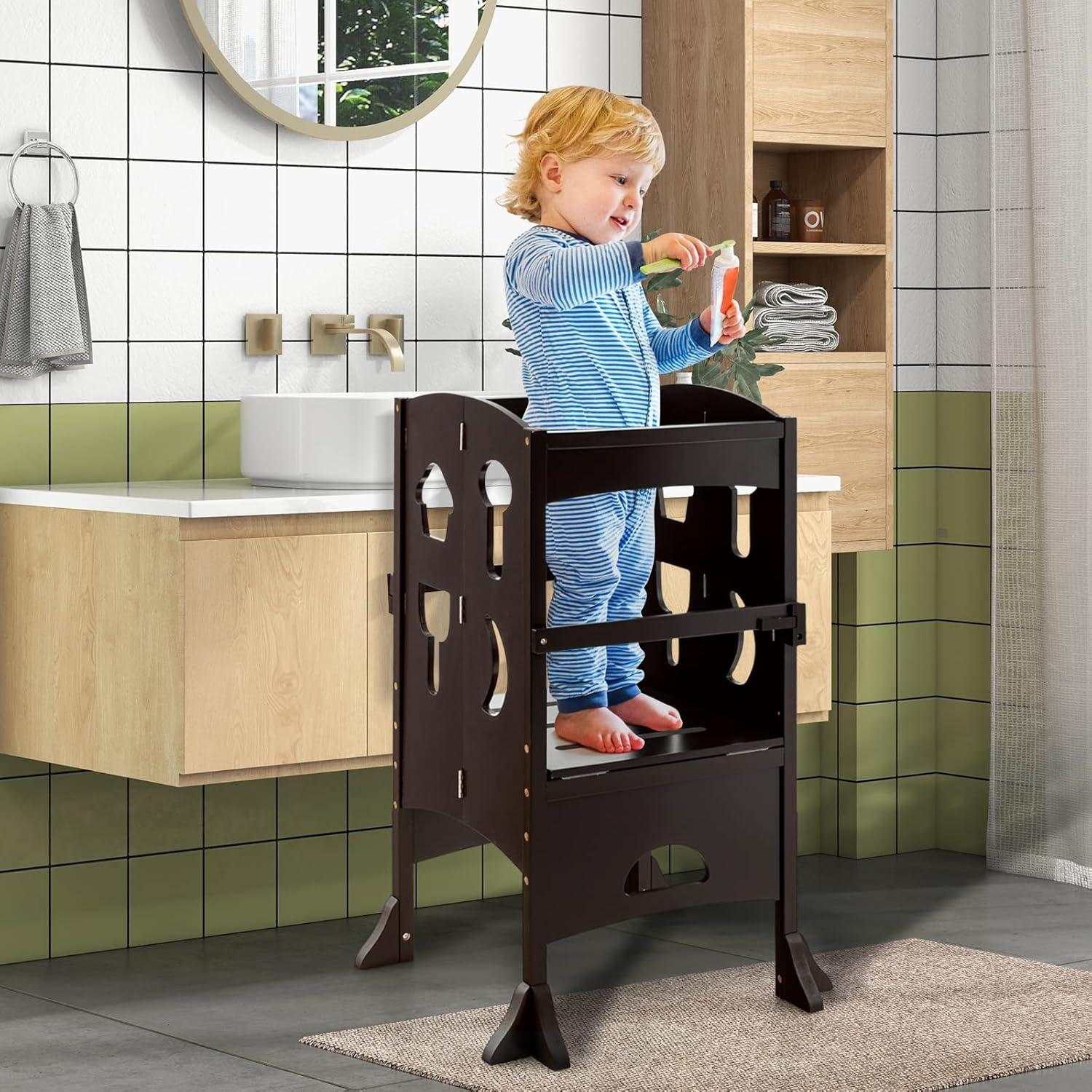 Taburete de Cocina Plegable HONEY JOY para Niños Café