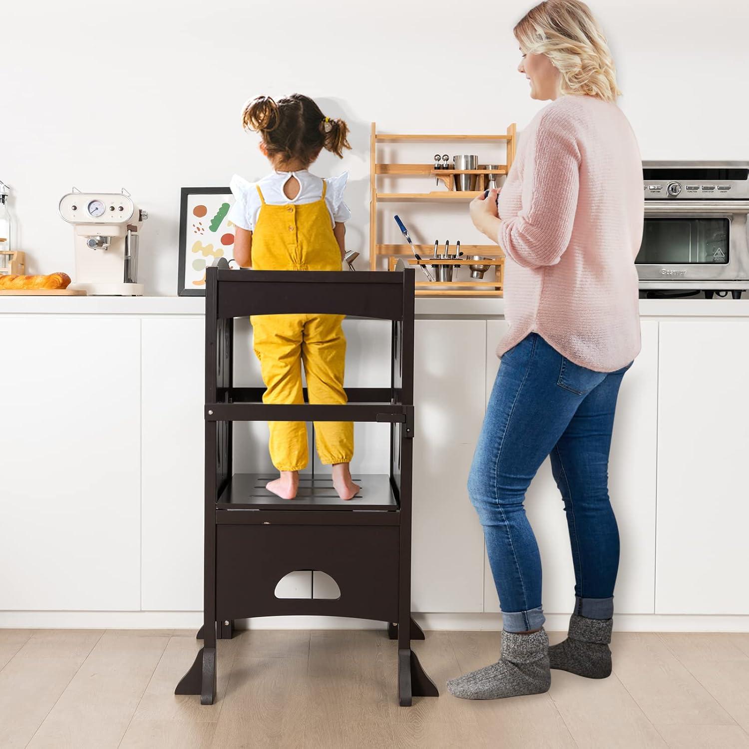 Taburete de Cocina Plegable HONEY JOY para Niños Café