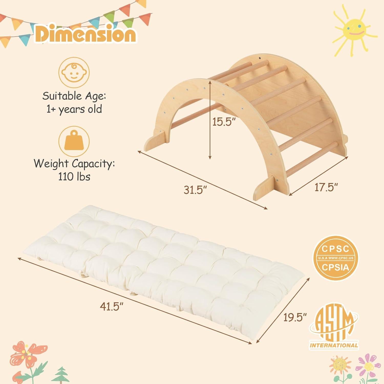 Escalador de Arco de Madera Costzon 6 en 1 con Cojín