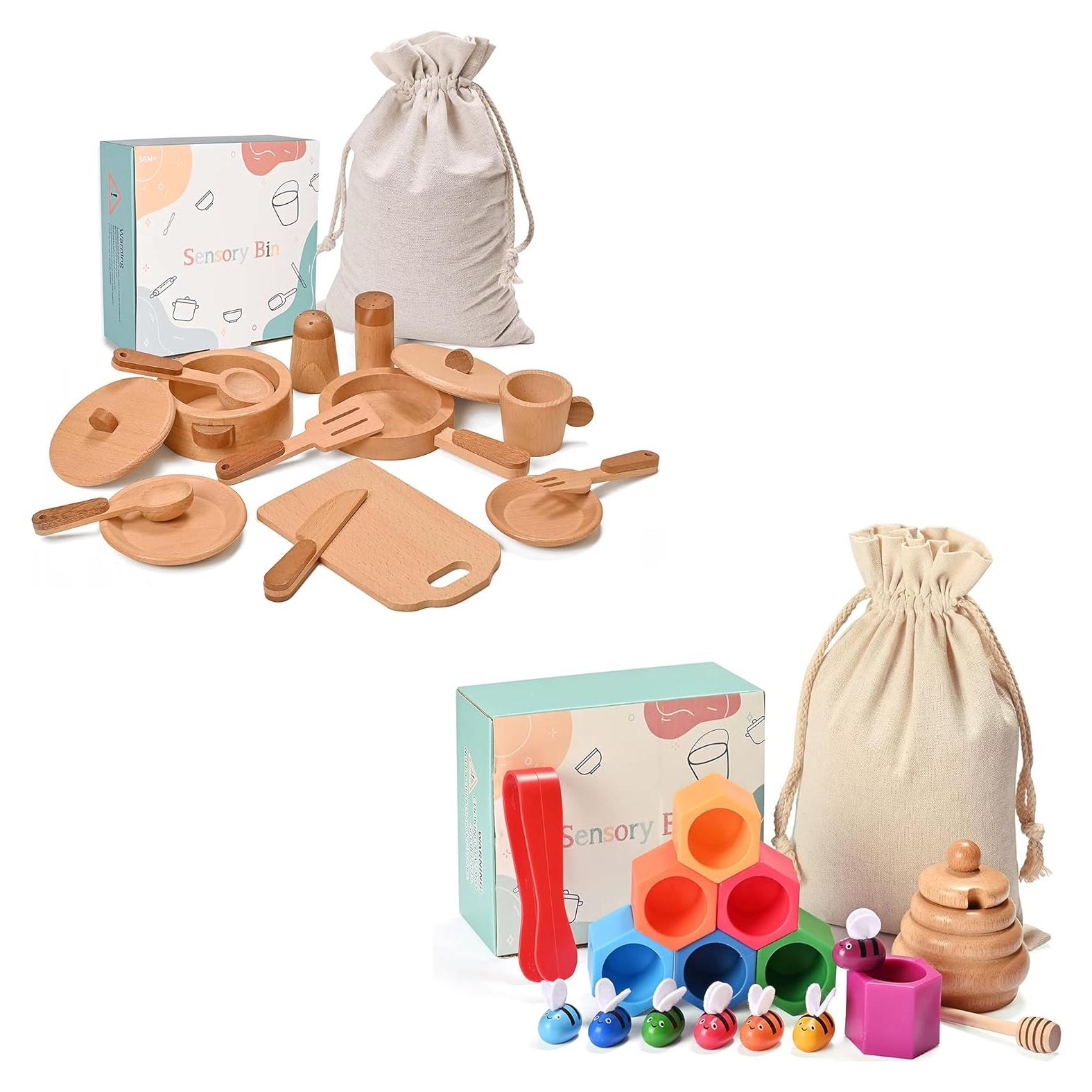 Caja Sensorial Montessori para Niños - Juguetes de Madera Educativos
