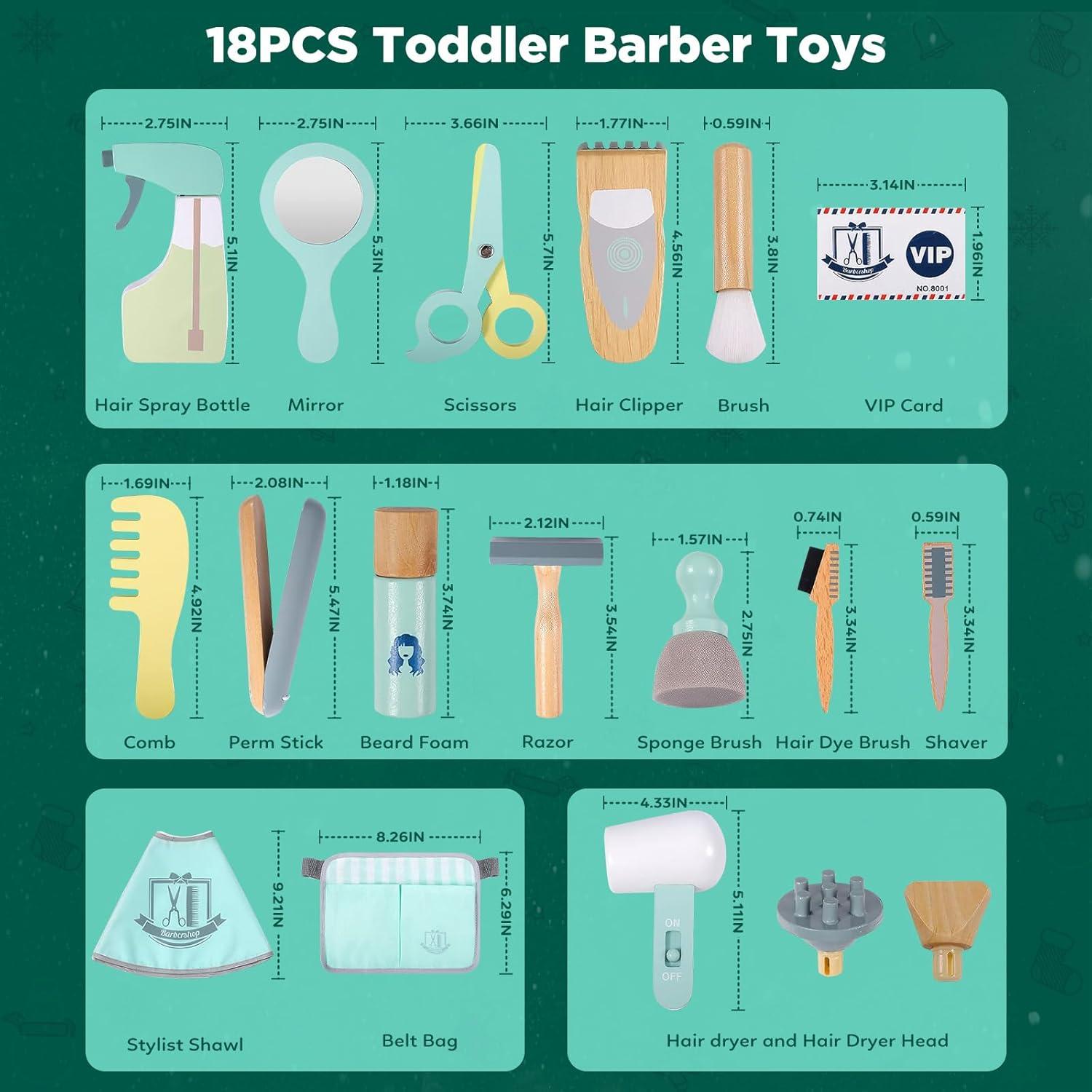 Juego de Peluquería de Madera KIDBEST 18 Piezas para Niños