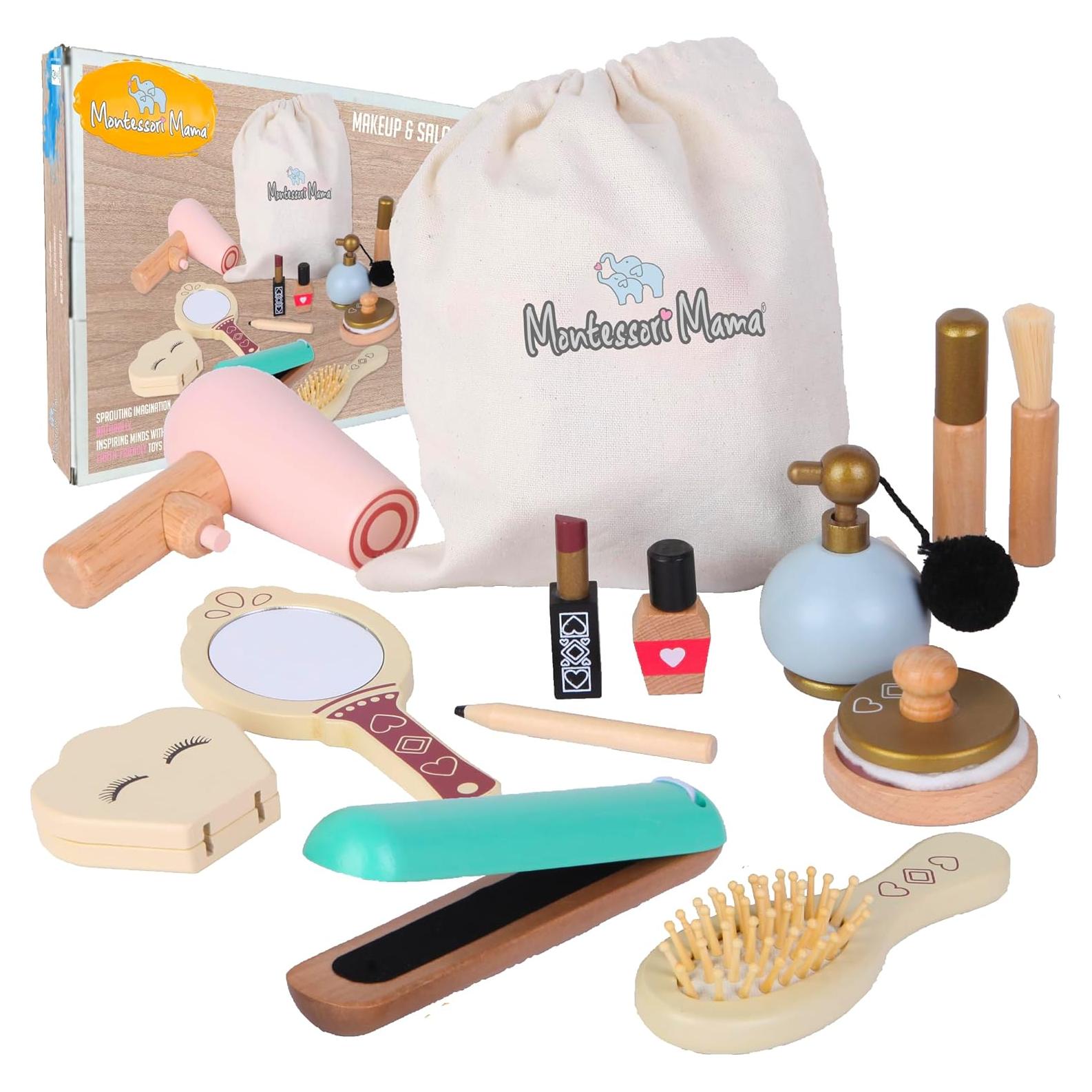 Juego de Maquillaje Montessori Mama - Set de Madera 12 Piezas
