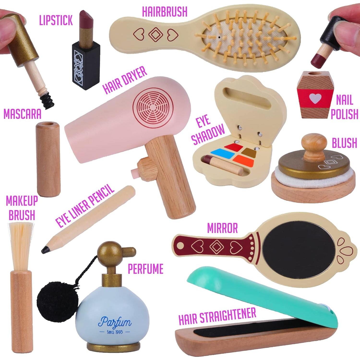 Juego de Maquillaje Montessori Mama - Set de Madera 12 Piezas