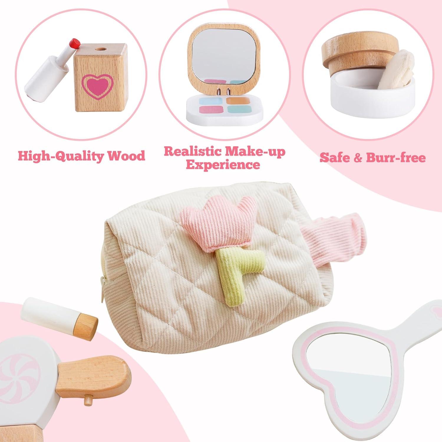 Juego de Maquillaje de Madera Gserin 16 Piezas para Niños