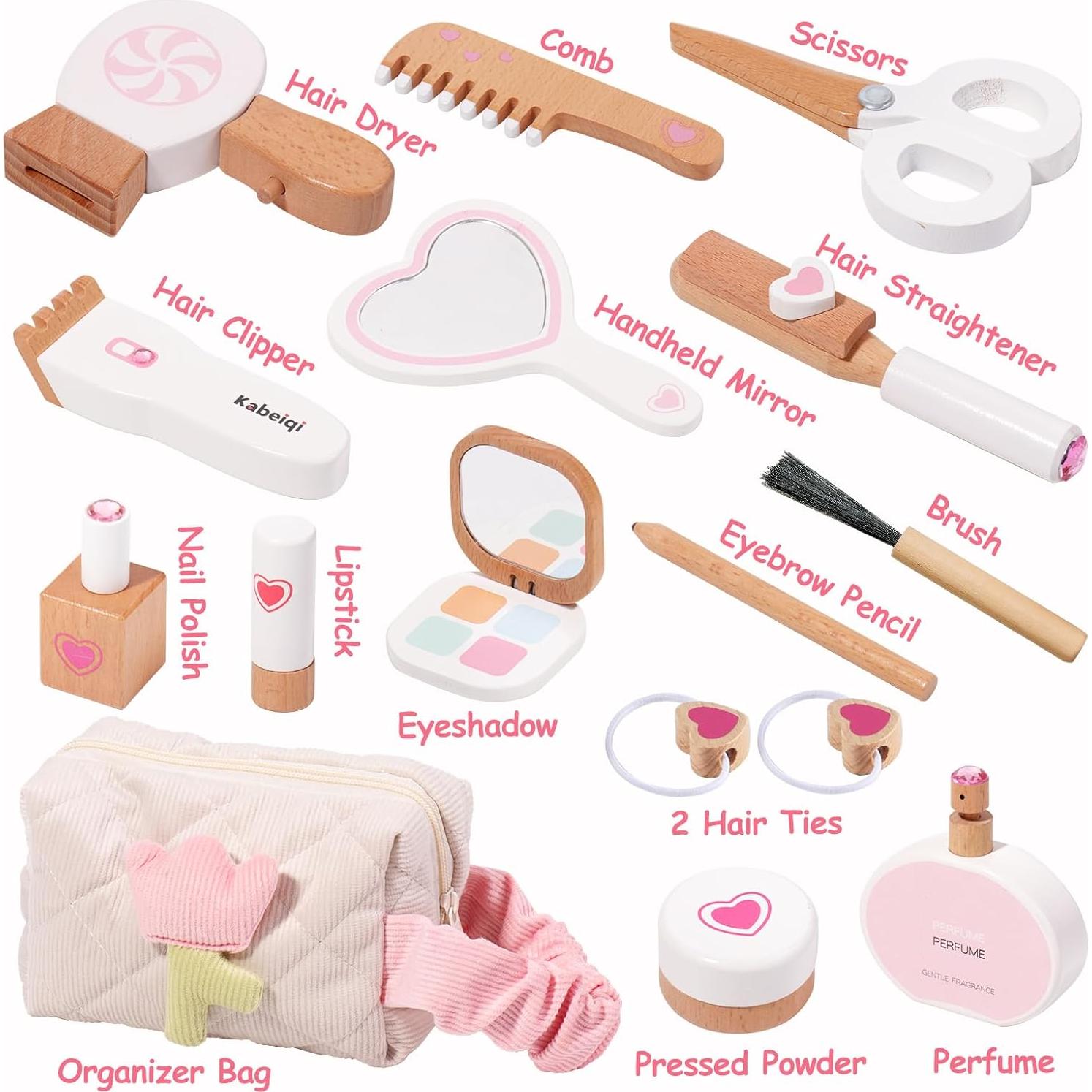 Juego de Maquillaje de Madera Gserin 16 Piezas para Niños