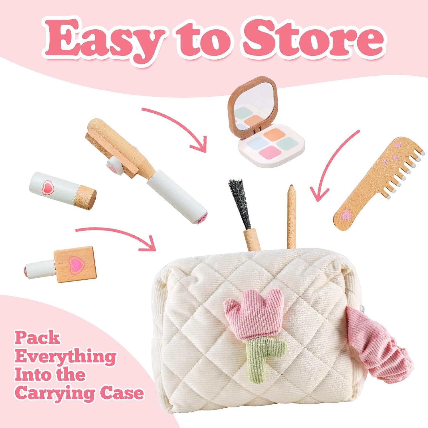 Juego de Maquillaje de Madera Gserin 16 Piezas para Niños