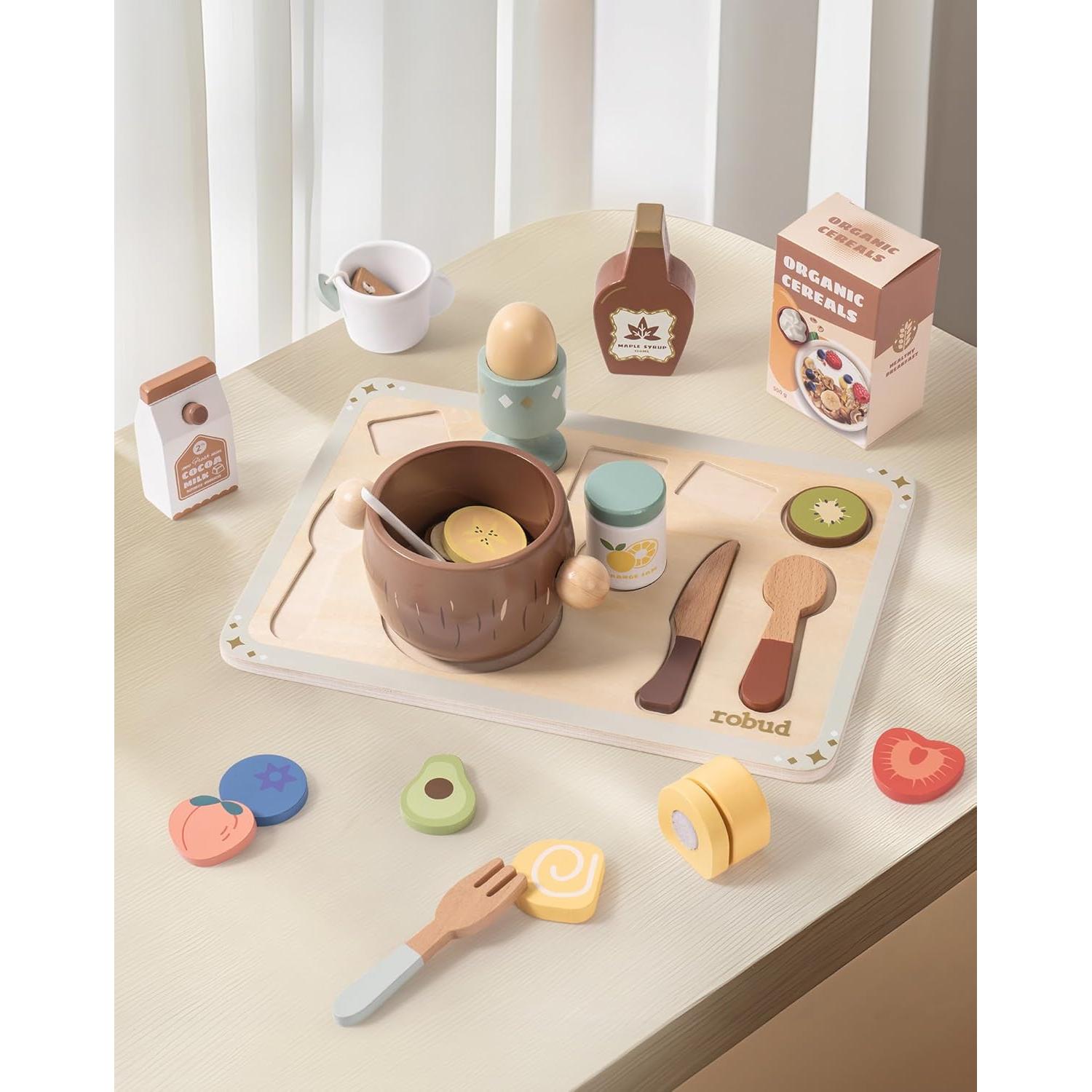 Juego de Comida de Madera ROBUD 31 Piezas para Niños