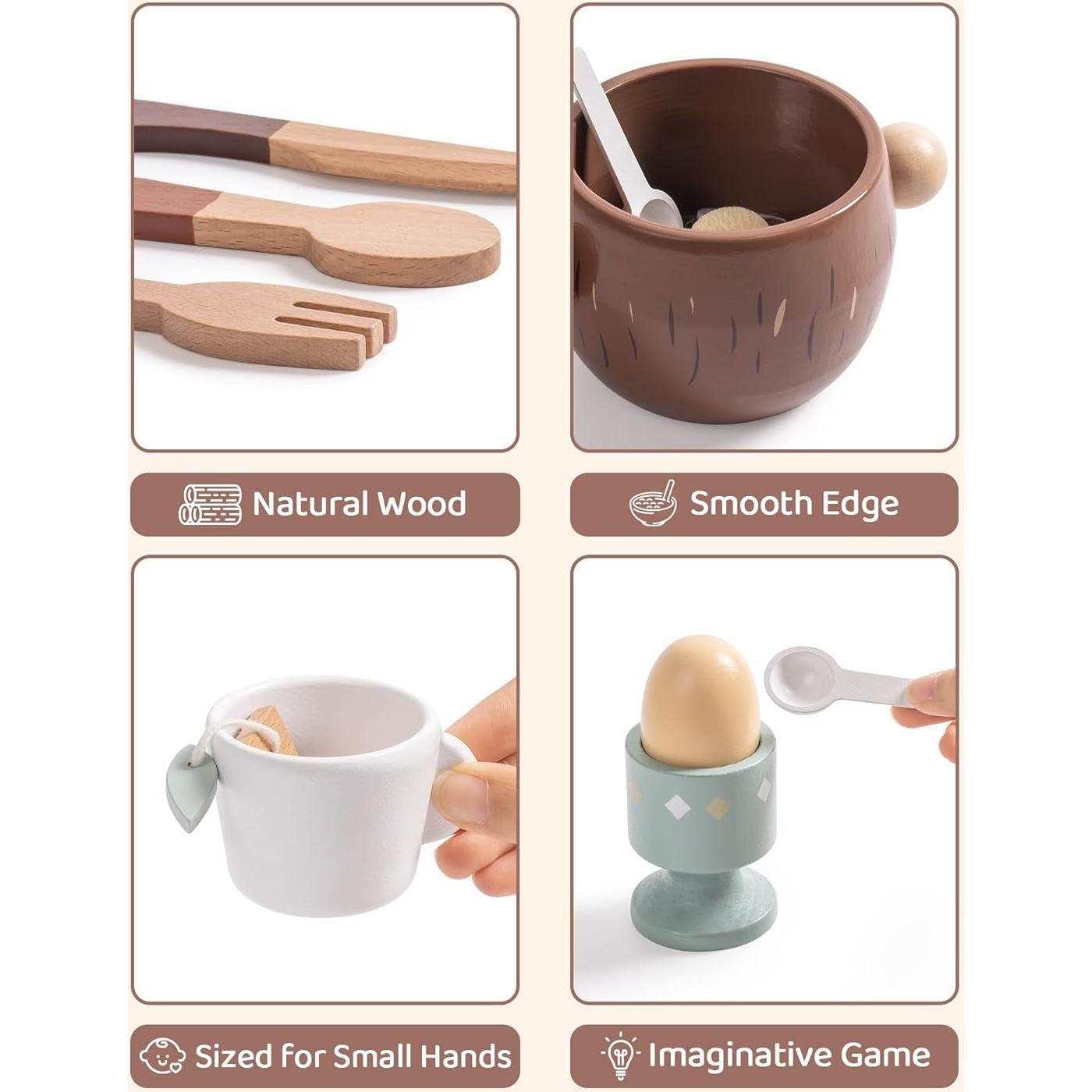 Juego de Comida de Madera ROBUD 31 Piezas para Niños