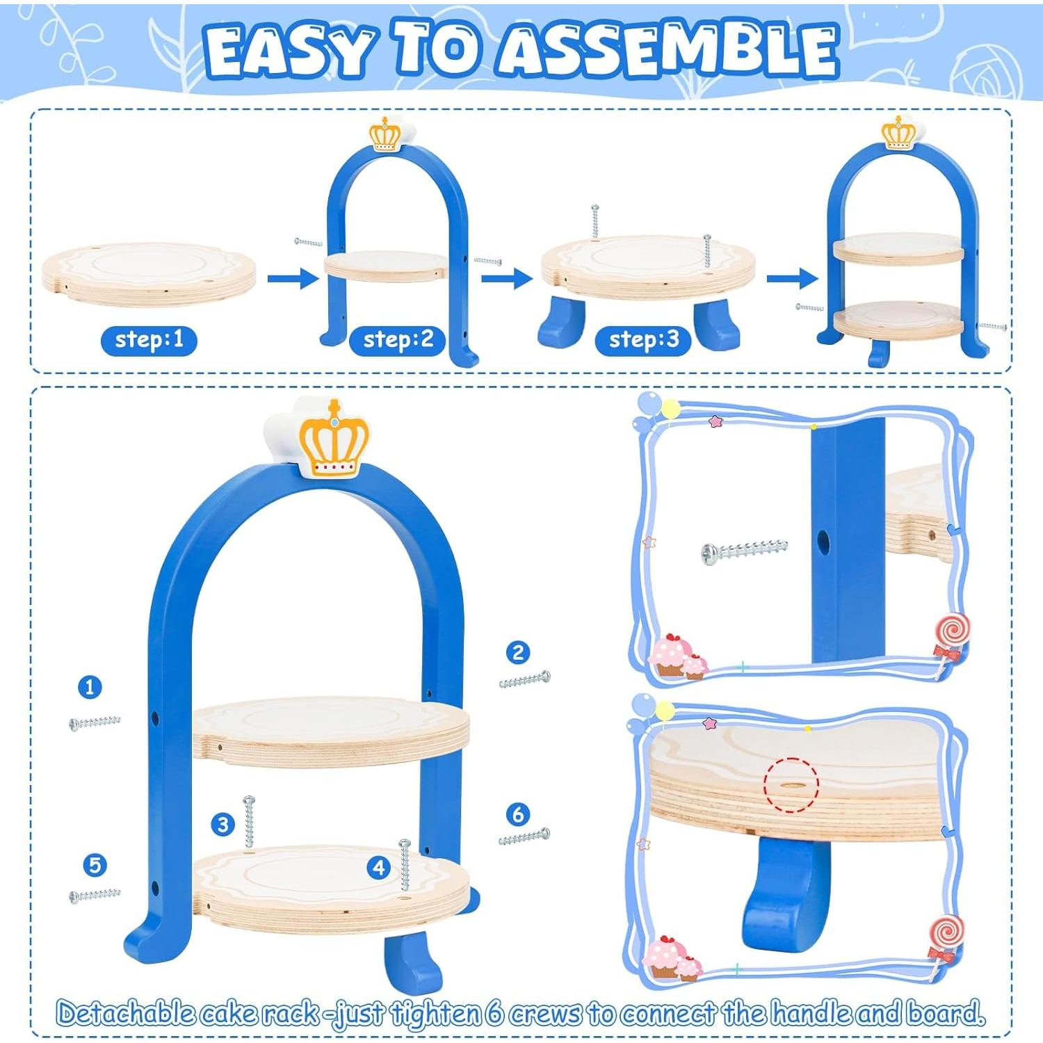 Juego de té de madera para niños 3 a 8 años - Set de fiesta