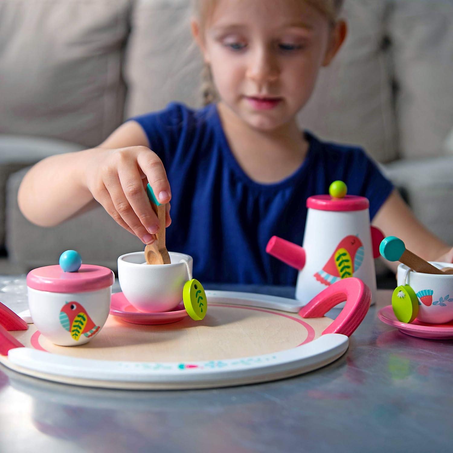 Juego de Té de Madera Fat Brain Toys con Accesorios 3+