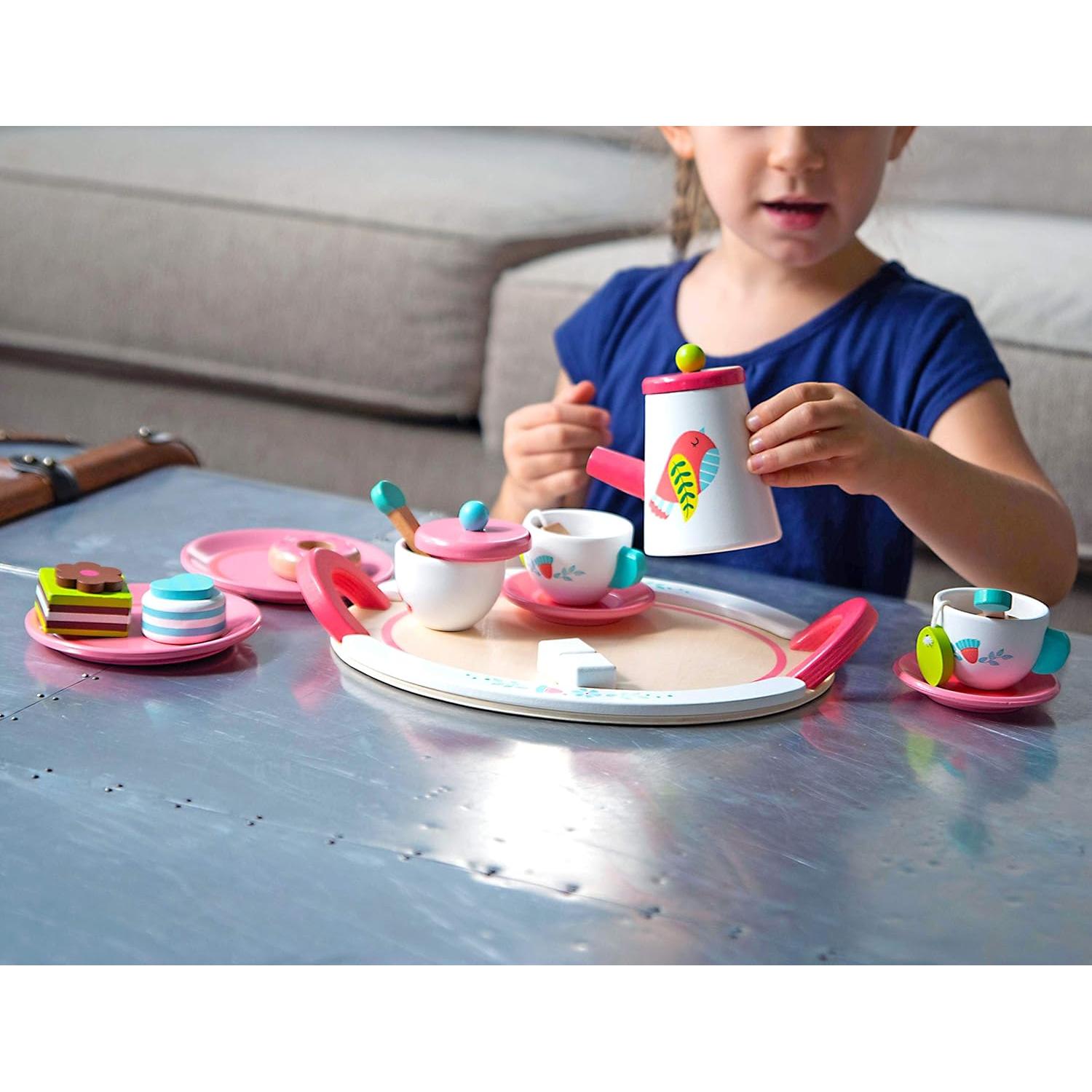 Juego de Té de Madera Fat Brain Toys con Accesorios 3+