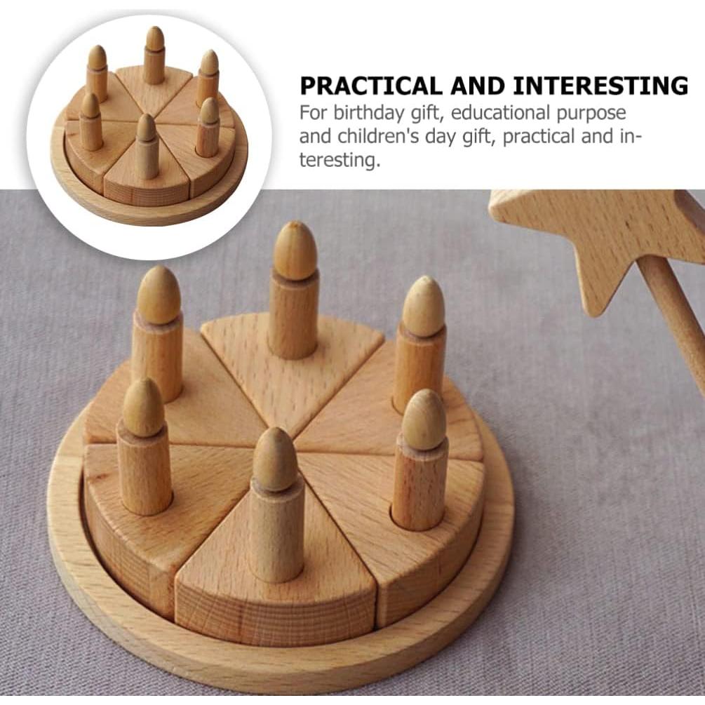 Juego de Pastel de Cumpleaños de Madera Beavorty - 11.27 cm