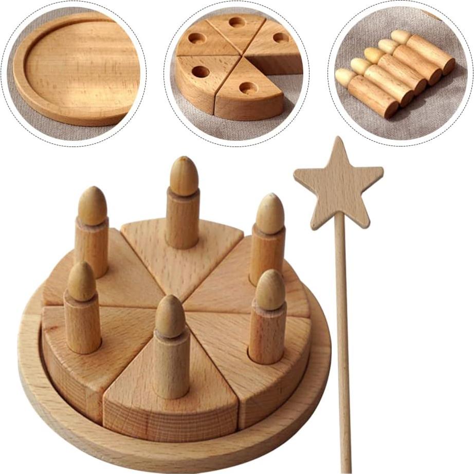 Juego de Pastel de Cumpleaños de Madera Beavorty - 11.27 cm