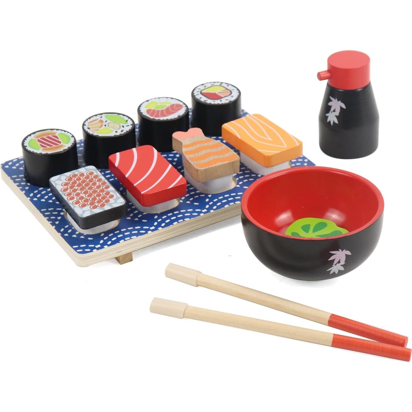 Set de Juguetes de Pastel y Sushi de Madera WoodenEdu para Niños