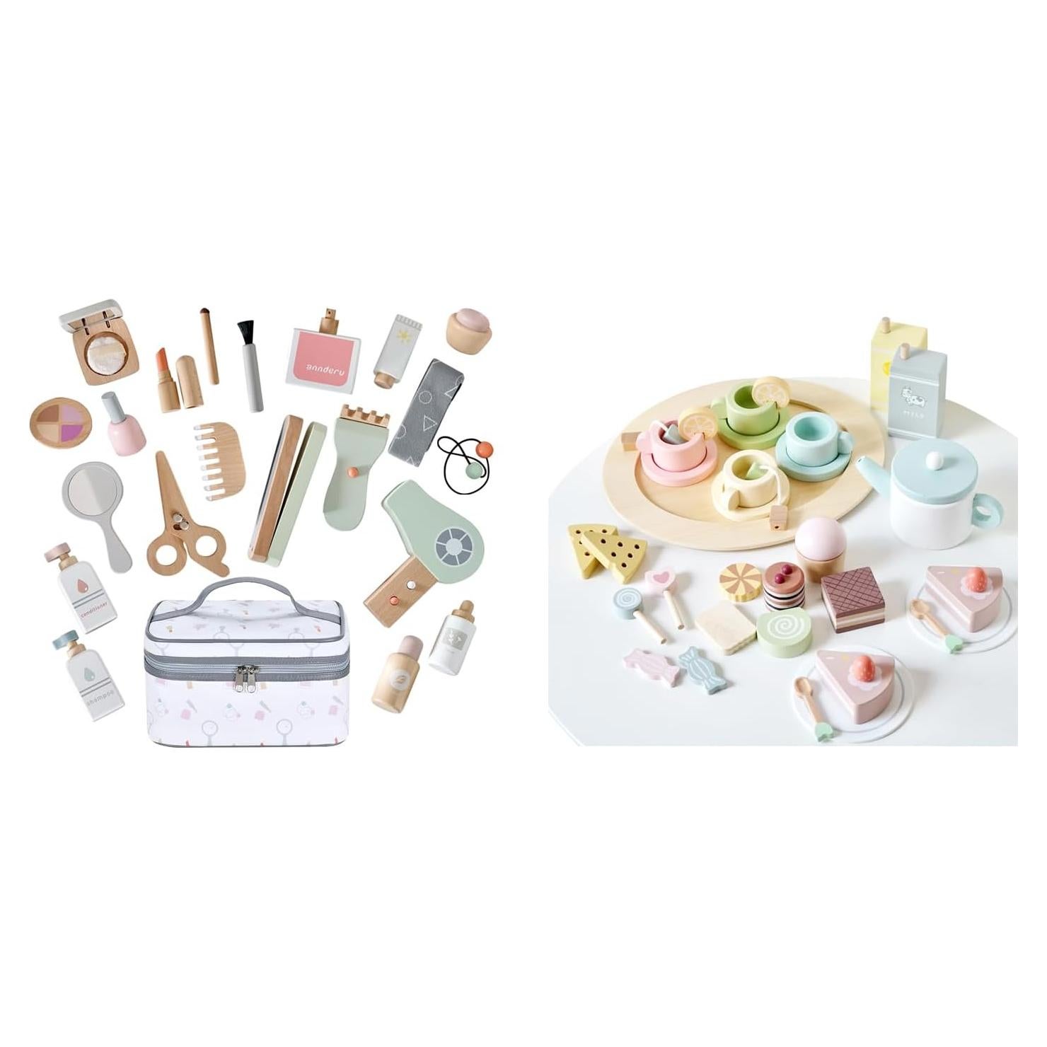 Juego de Maquillaje y Fiesta de Té de Madera Samrtwo