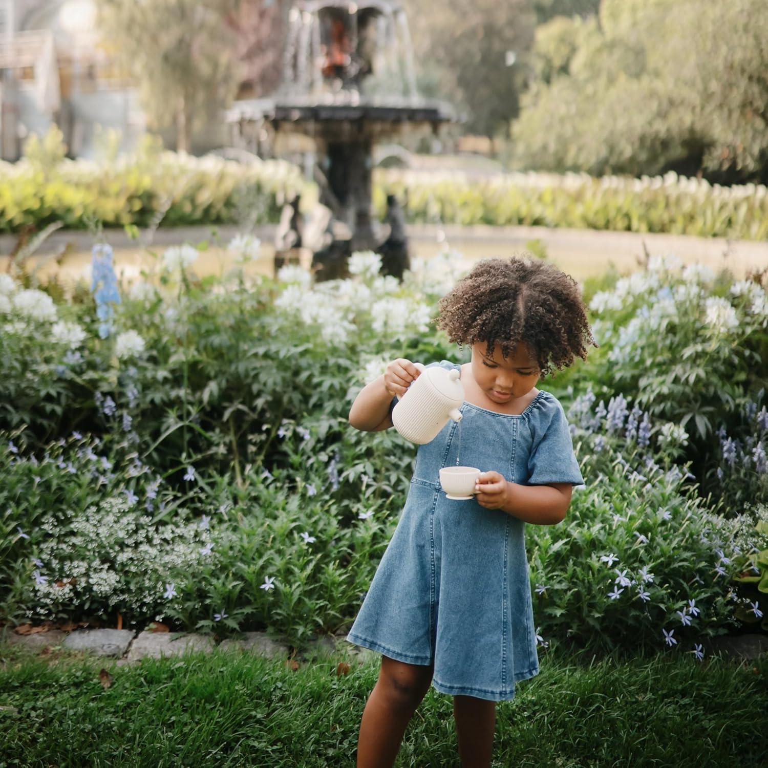 Juego de Té de Silicona Mushie para Bebés 4 Piezas Azul