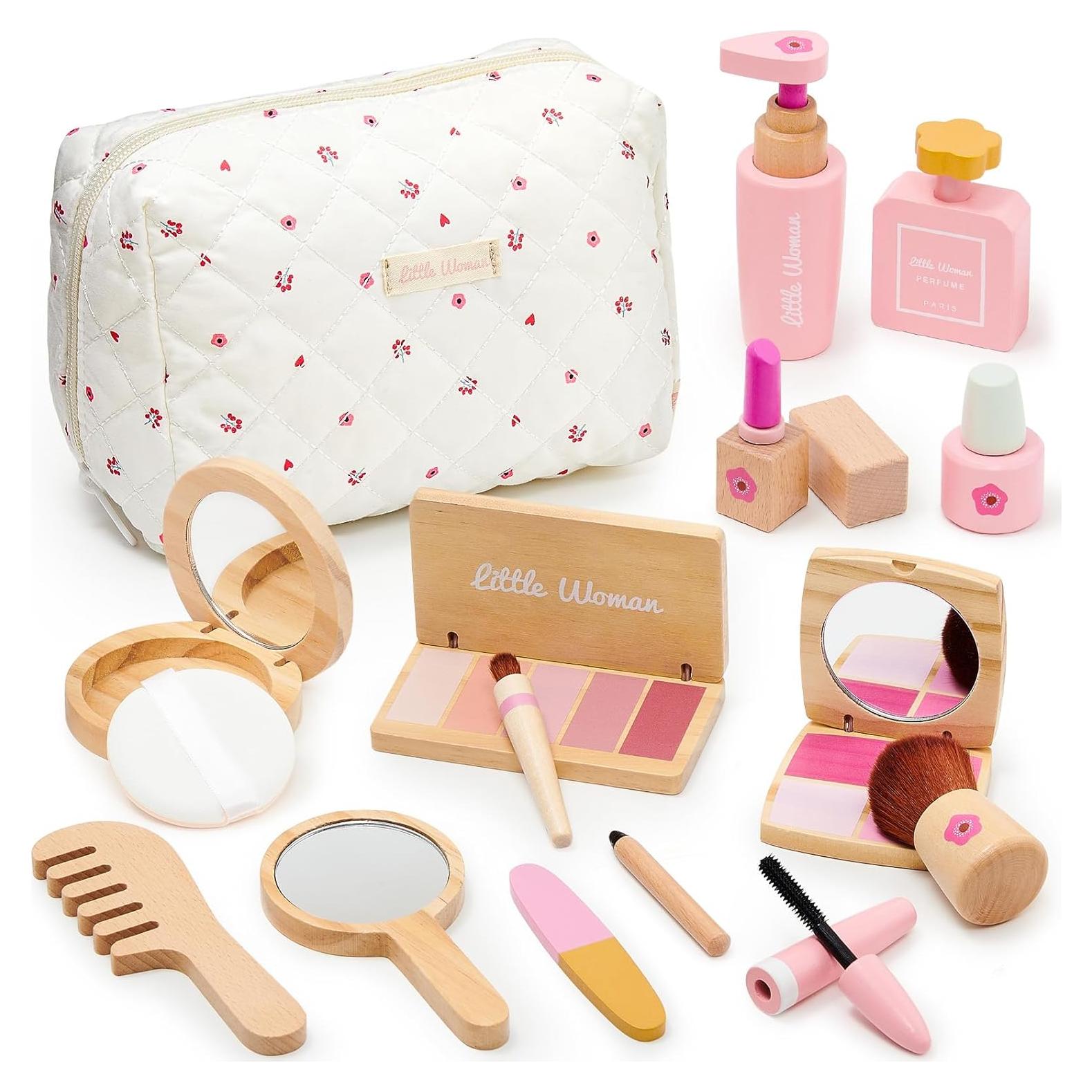 Juego de Maquillaje de Madera Lonico para Niñas 15 Piezas