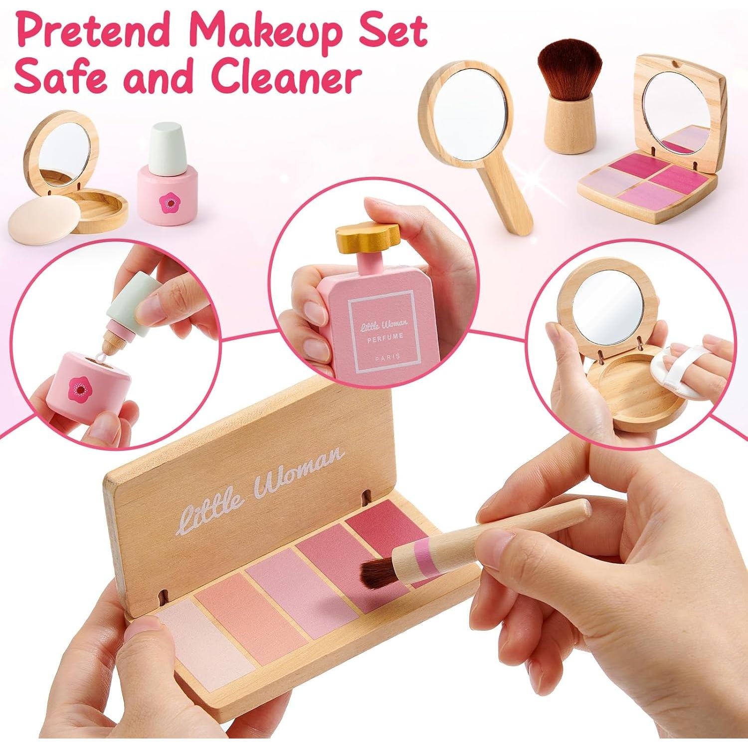Juego de Maquillaje de Madera Lonico para Niñas 15 Piezas