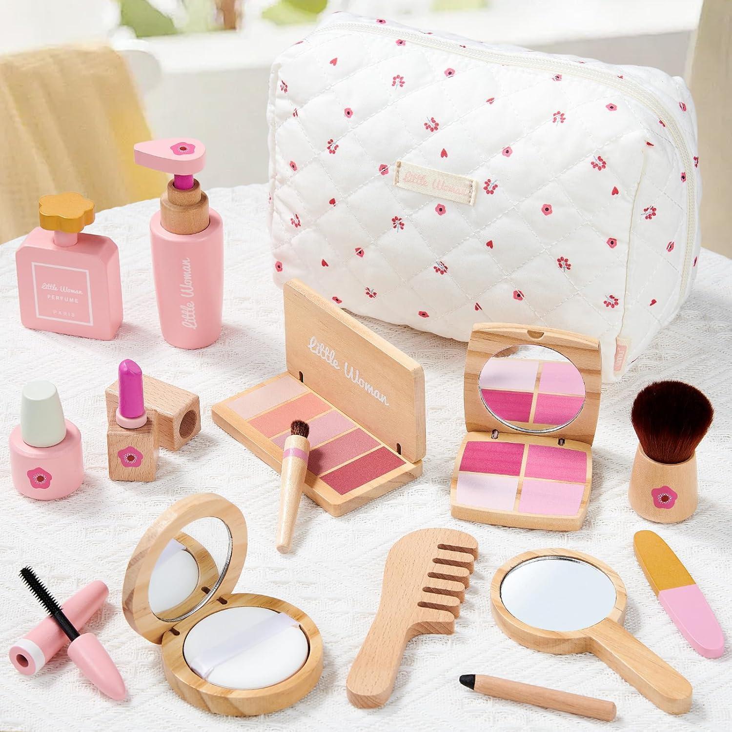 Juego de Maquillaje de Madera Lonico para Niñas 15 Piezas
