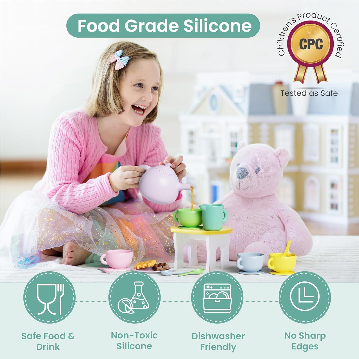 Juego de Té de Silicona Buddy & Belle - 18 Piezas para Niños