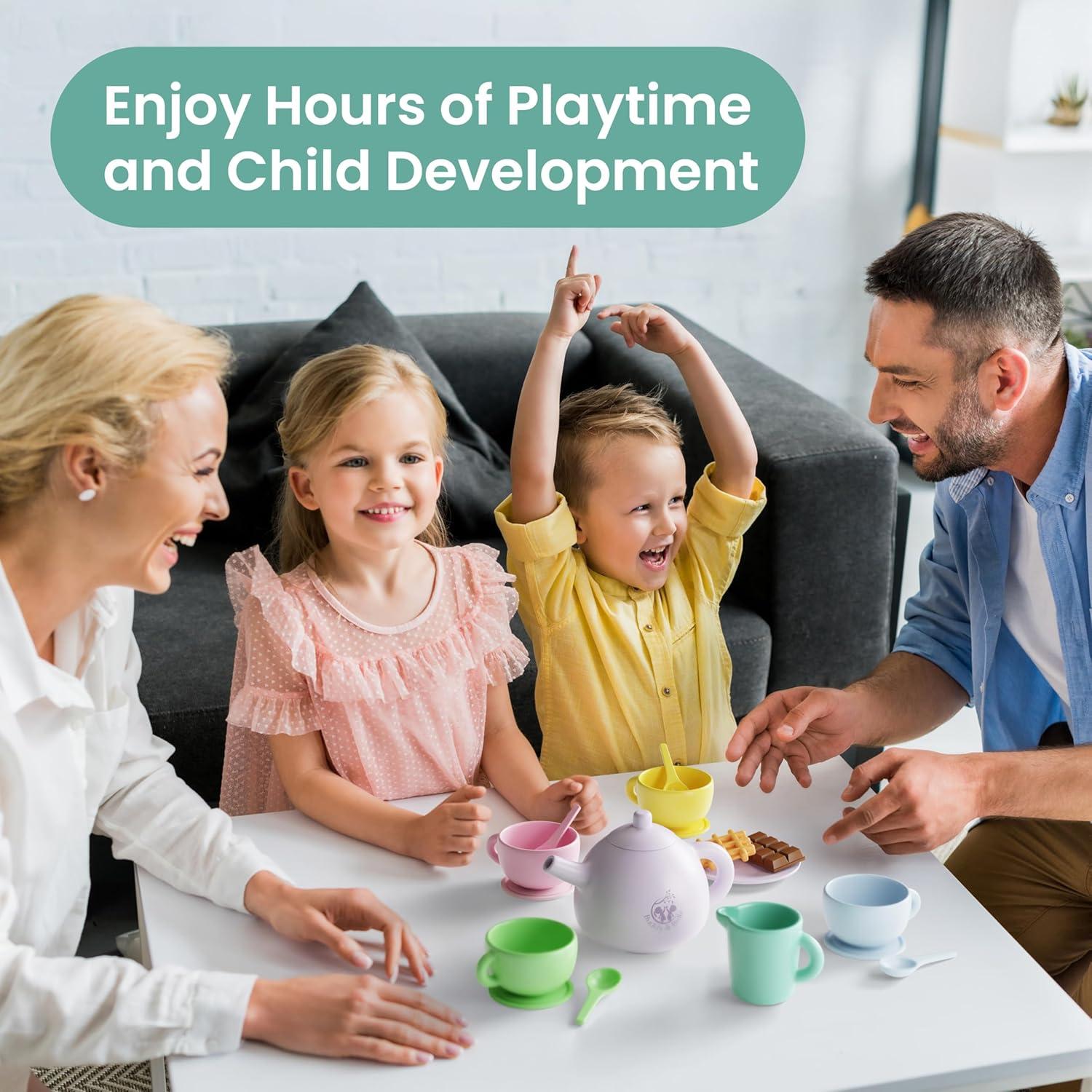 Juego de Té de Silicona Buddy & Belle - 18 Piezas para Niños