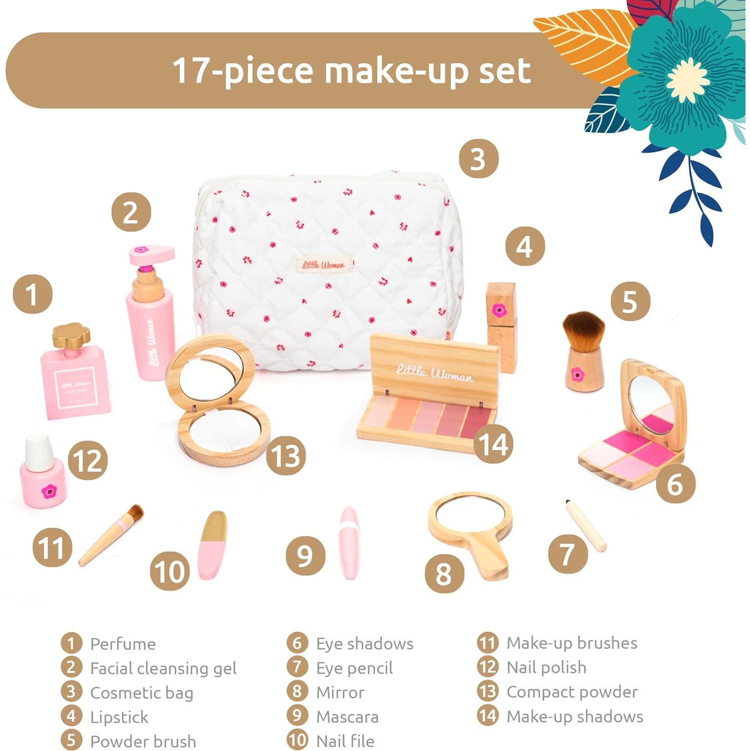Kit de Maquillaje de Madera UMU para Niñas 3 a 6 Años