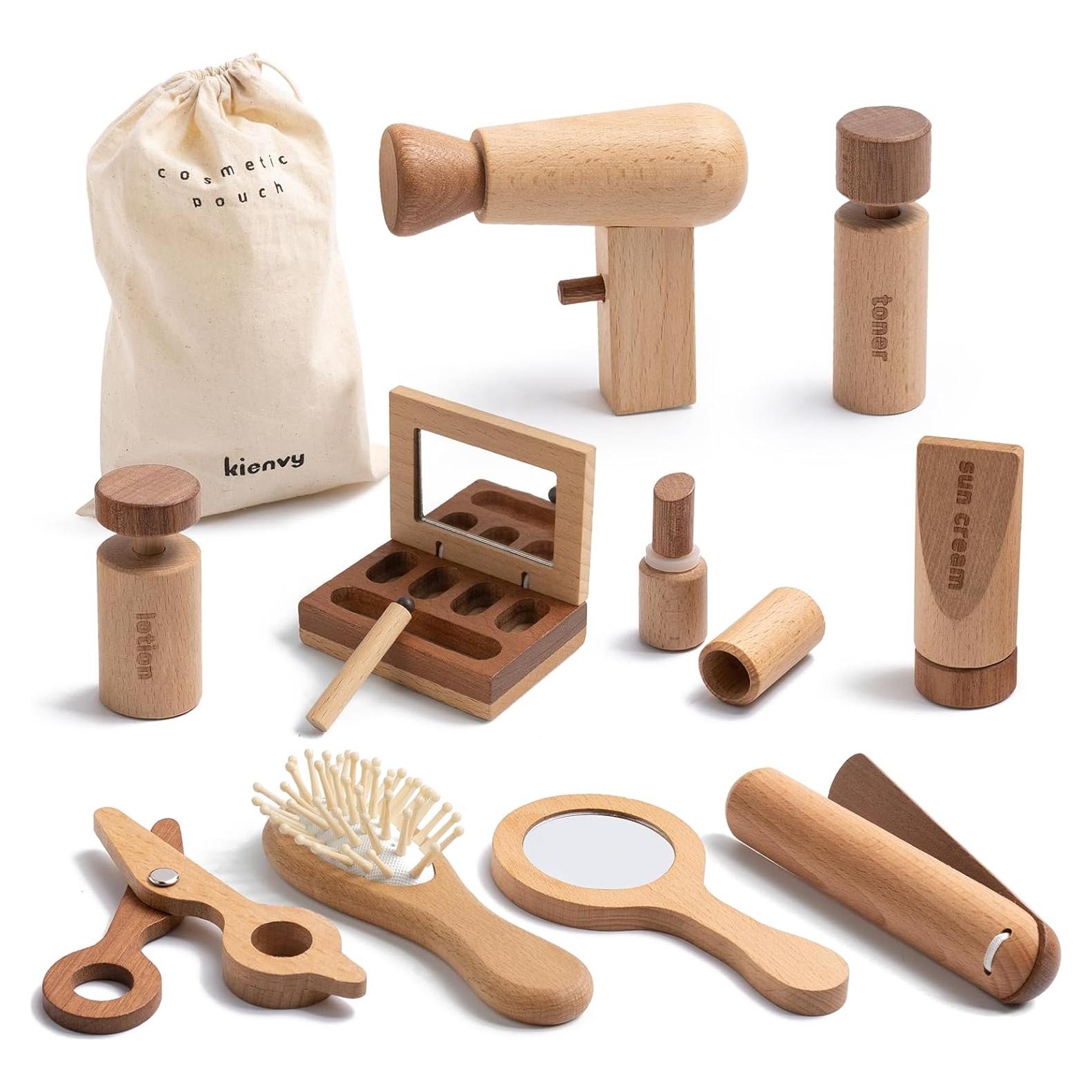 Juego de Maquillaje de Madera Kienvy 11 Piezas para Niñas