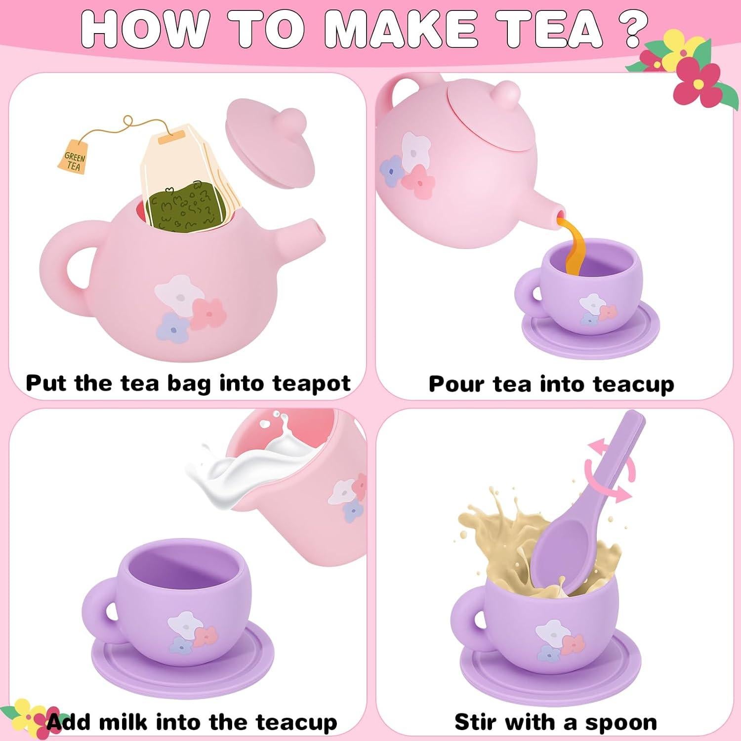 Juego de Té de Silicona PRE-WORLD 27 Piezas para Niños