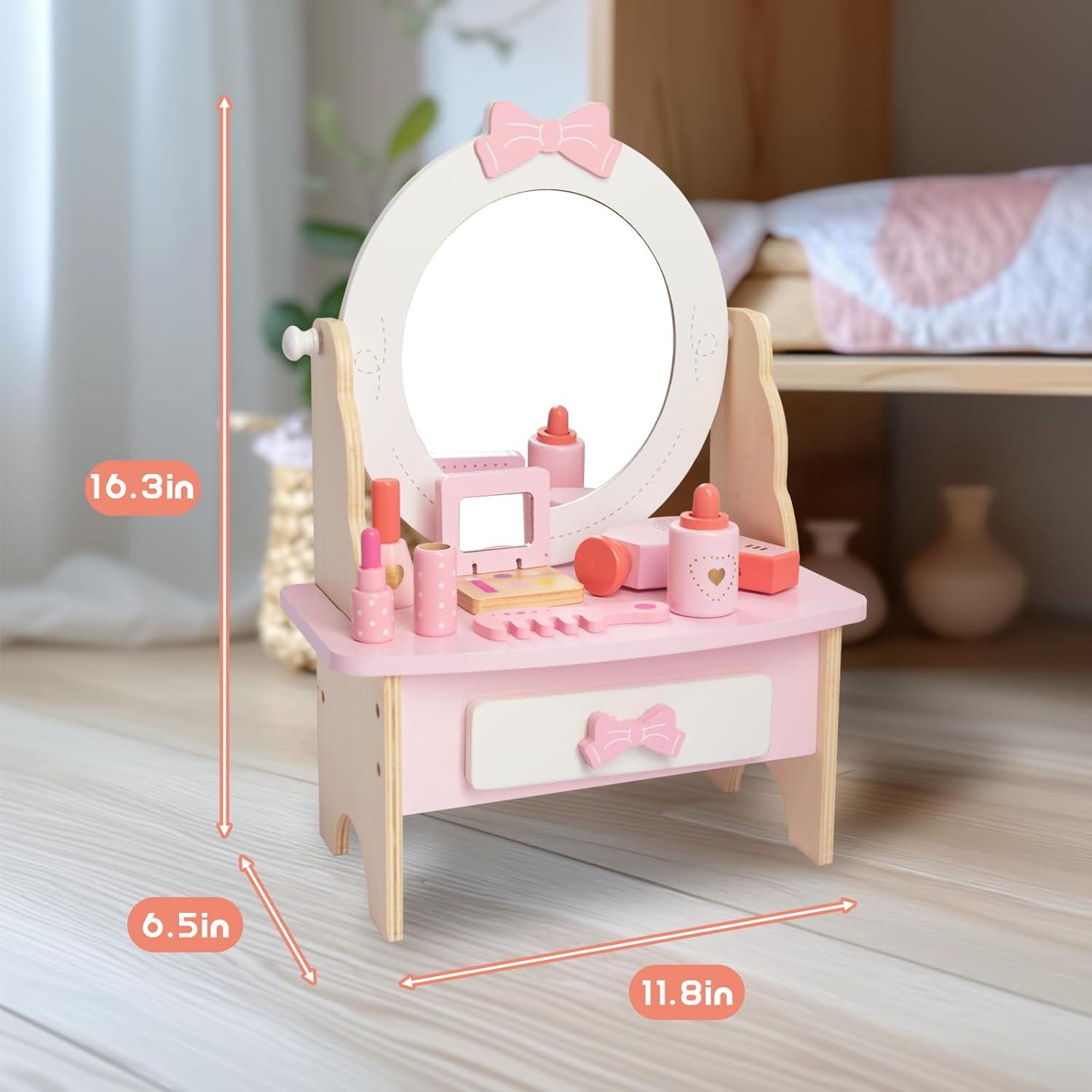 Conjunto de Tocador de Madera para Niñas Woodenfun 16x30x41.5cm