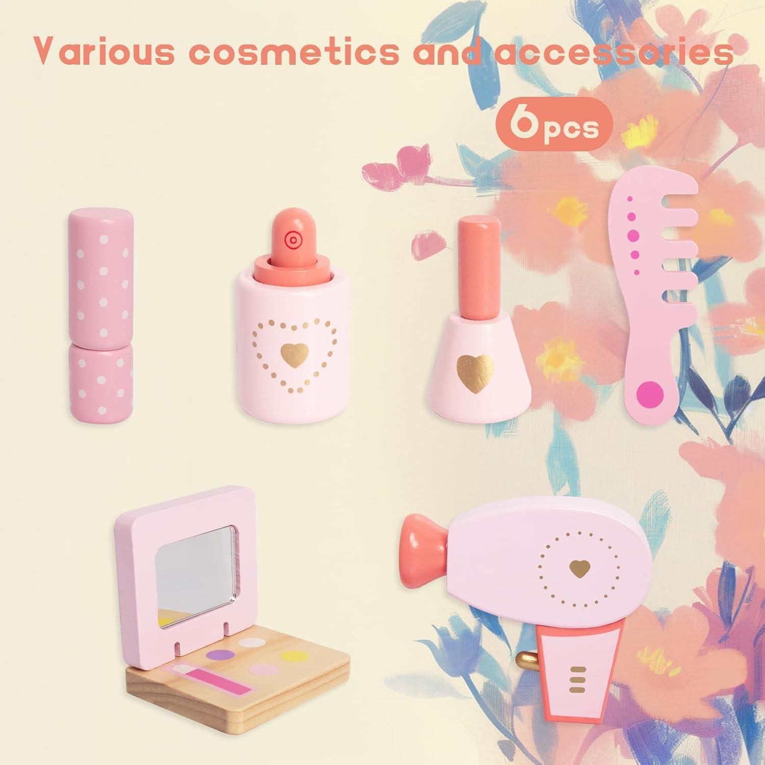 Conjunto de Tocador de Madera para Niñas Woodenfun 16x30x41.5cm