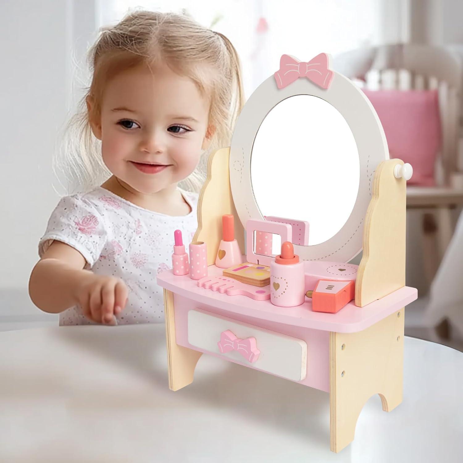 Conjunto de Tocador de Madera para Niñas Woodenfun 16x30x41.5cm