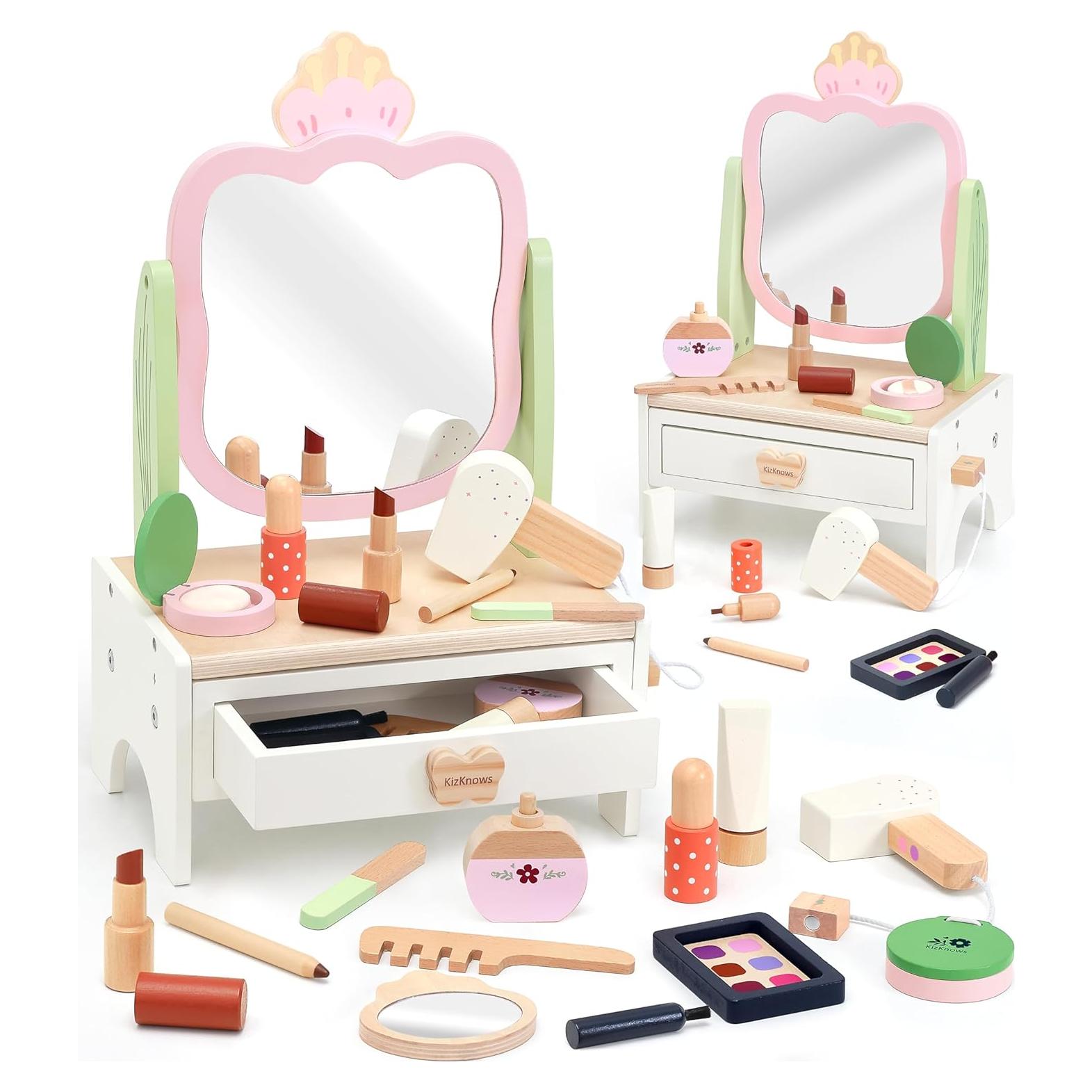 Juego de Tocador de Madera KizKnows con Espejo y Accesorios