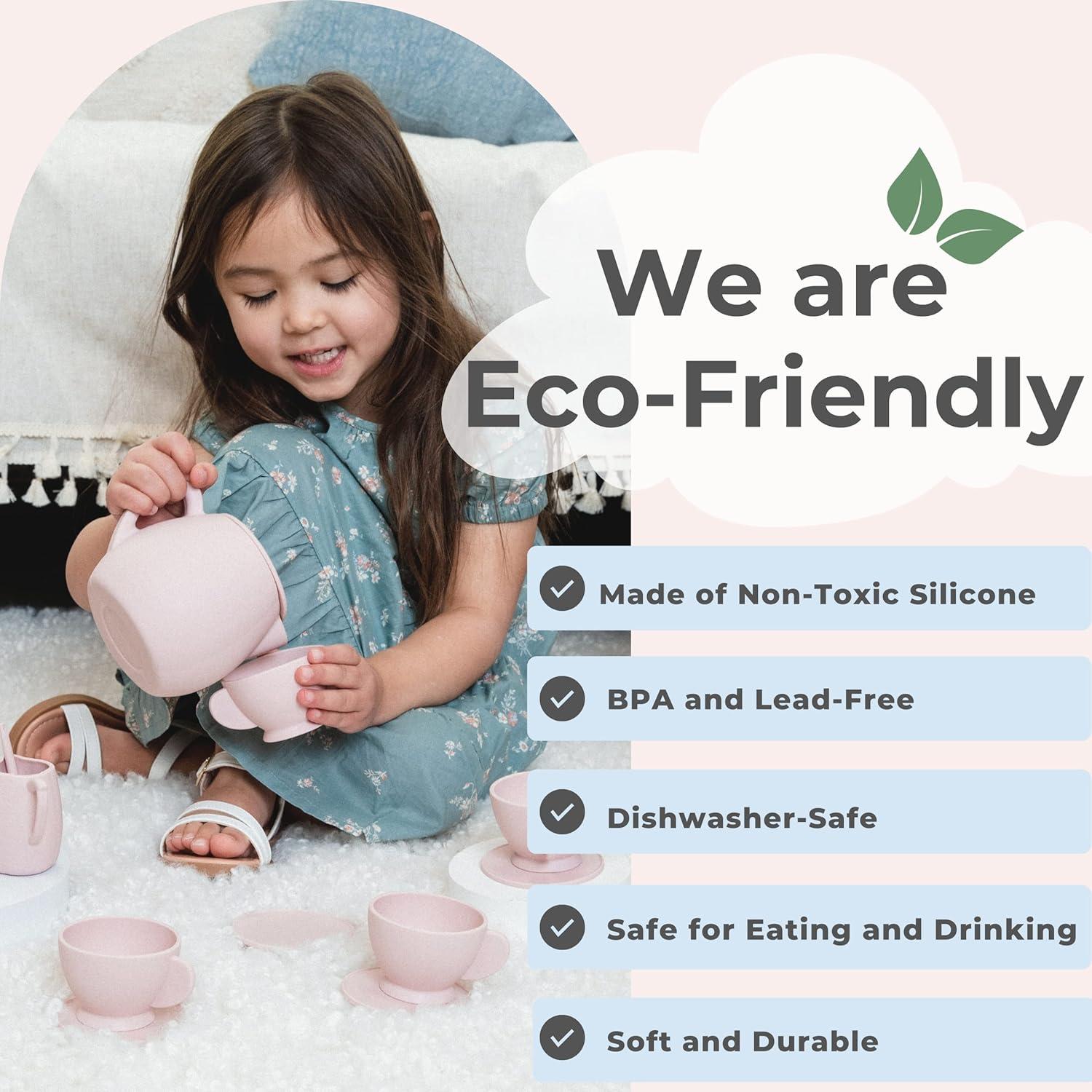 Juego de Té de Silicona Rosa 12 Piezas ForeverElla - Ecológico