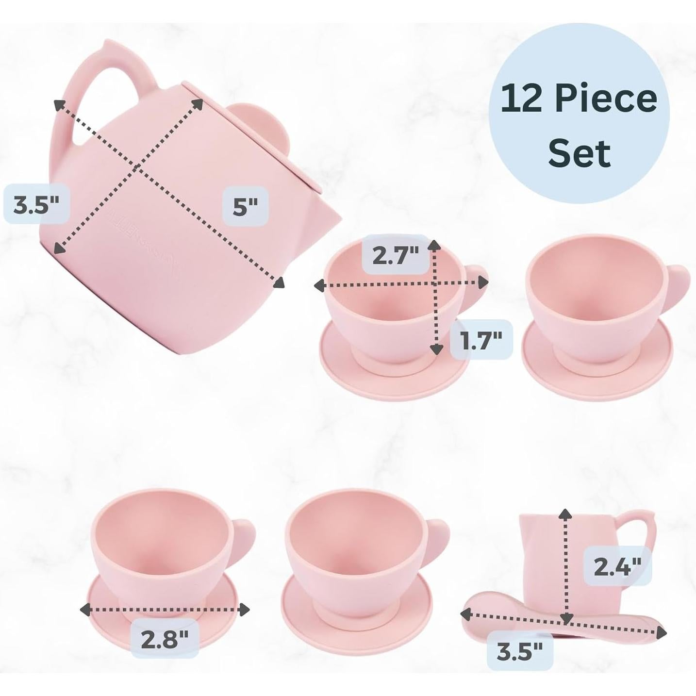 Juego de Té de Silicona Rosa 12 Piezas ForeverElla - Ecológico