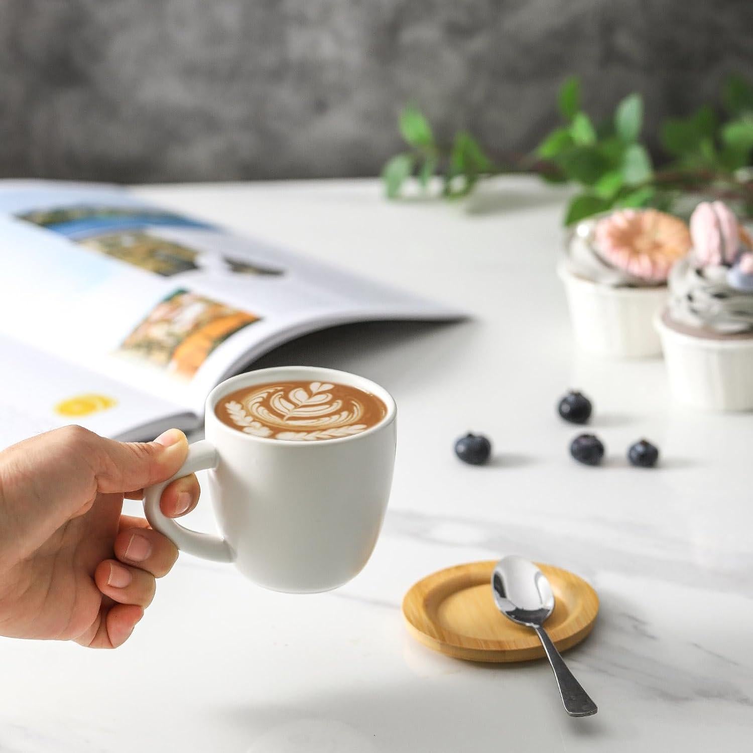 Juego de 6 Tazas de Cappuccino Hasense 177 ml Cerámica Blanca