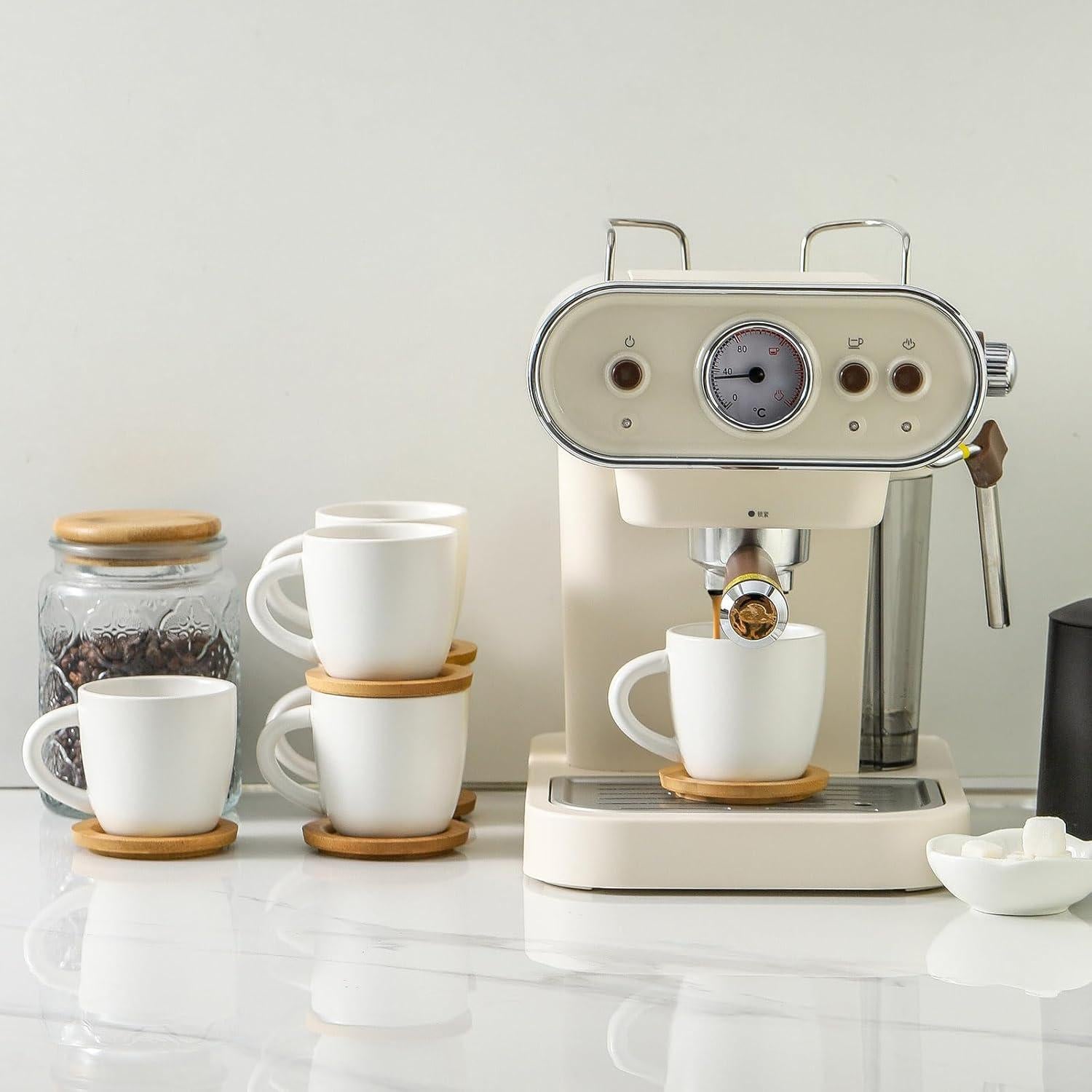 Juego de 6 Tazas de Cappuccino Hasense 177 ml Cerámica Blanca