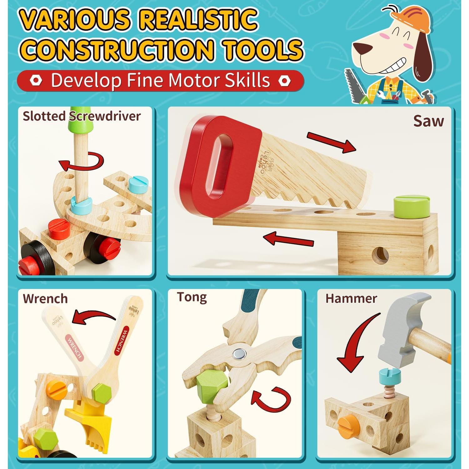 Juego de Herramientas de Madera Lehoo Castle para Niños 3-5 Años