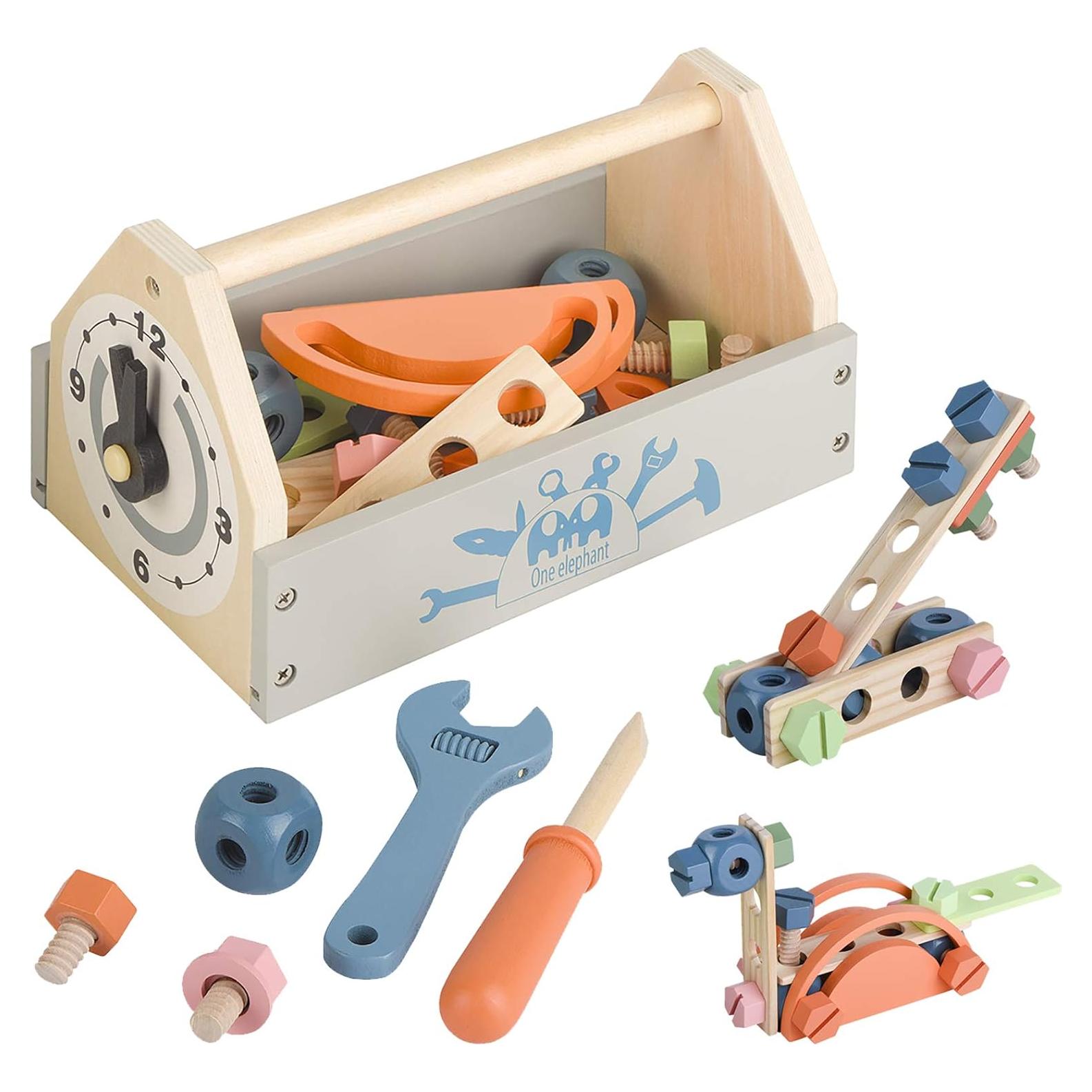 Caja de Herramientas de Madera Toywoo 34 Piezas para Niños 3+