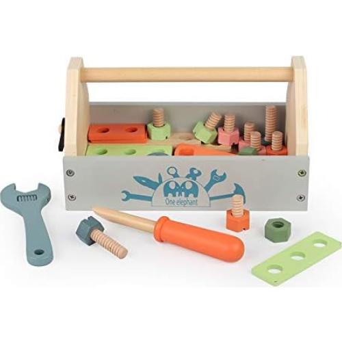 Caja de Herramientas de Madera Toywoo 34 Piezas para Niños 3+