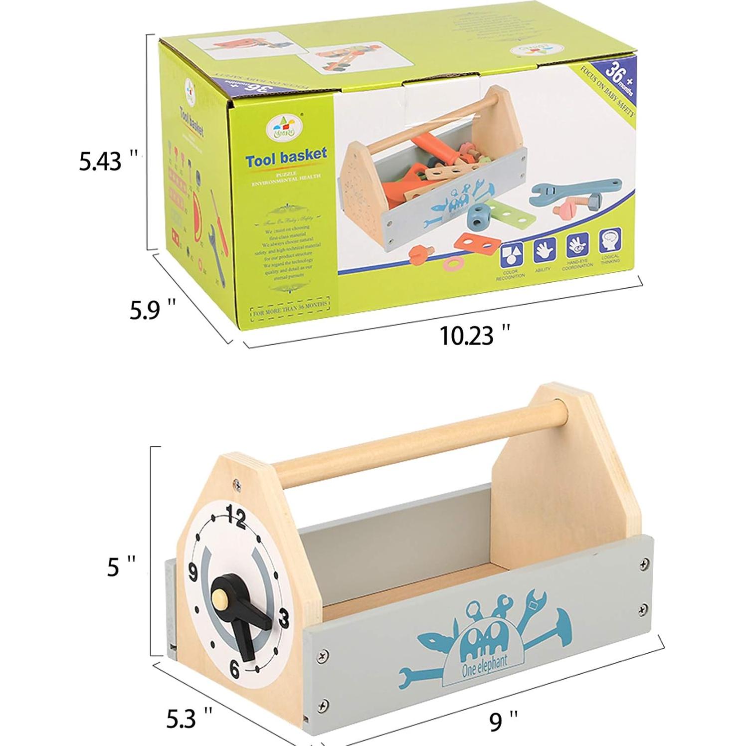 Caja de Herramientas de Madera Toywoo 34 Piezas para Niños 3+