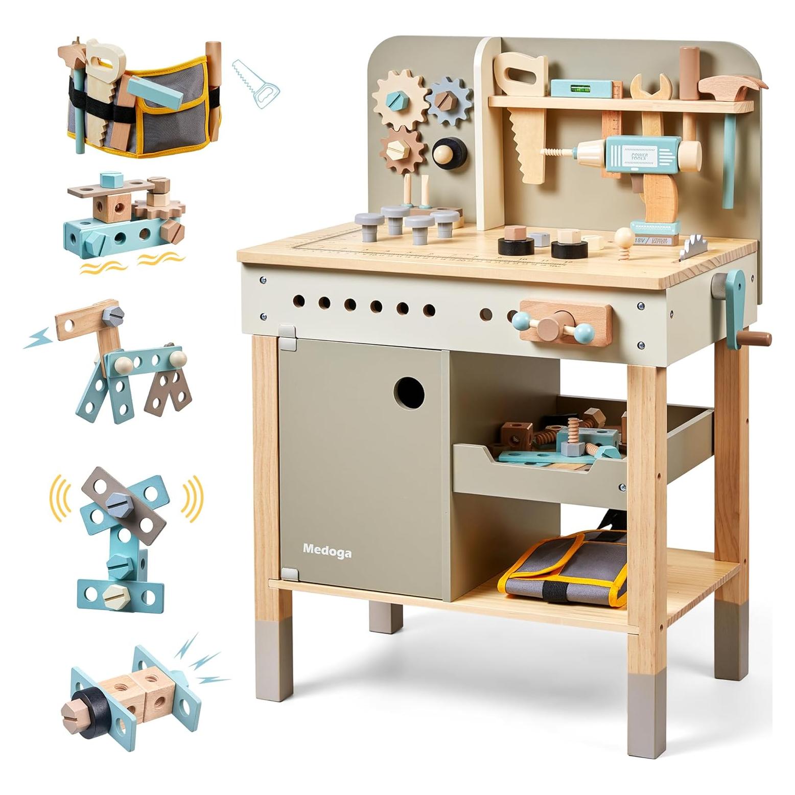 Banco de Herramientas de Madera Medoga para Niños 3-5 Años