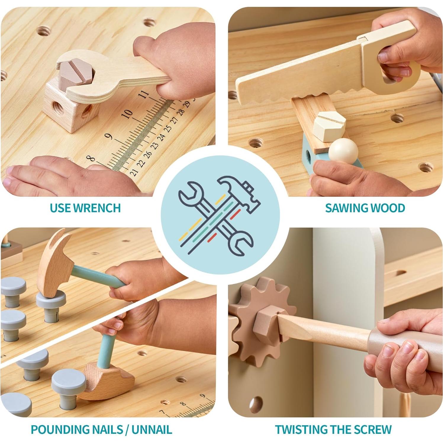 Banco de Herramientas de Madera Medoga para Niños 3-5 Años