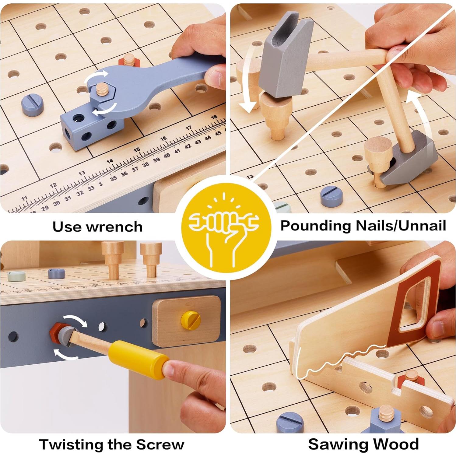 Banco de Trabajo de Madera Deluxe Jinhua con 69 Piezas